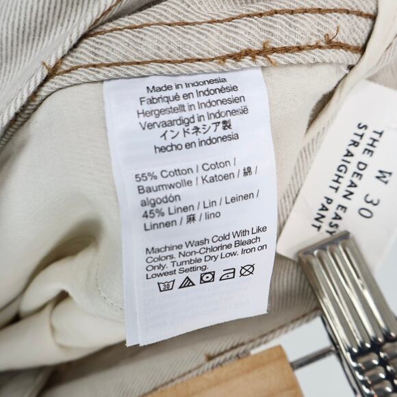 NWT Madewell The Dean Easy Linen Blend Cuffed Hem Twill Pant In Bone Size 30 - Picture 13 of 14